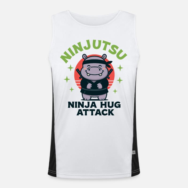 Ninja Cuddle Hippo Men's Functional Contrast Tank Top 