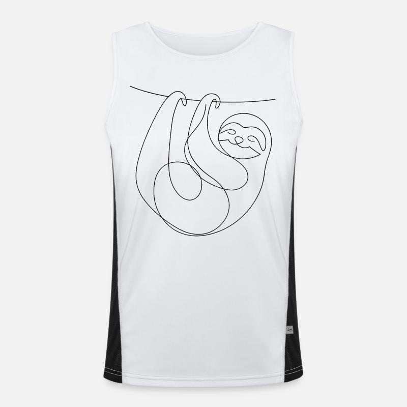 One Line Drawing - Sloth Men's Functional Contrast Tank Top 