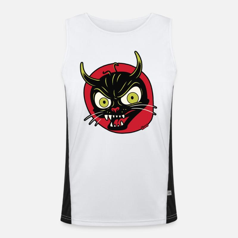 Devilish grimace of a devil cat Men's Functional Contrast Tank Top 