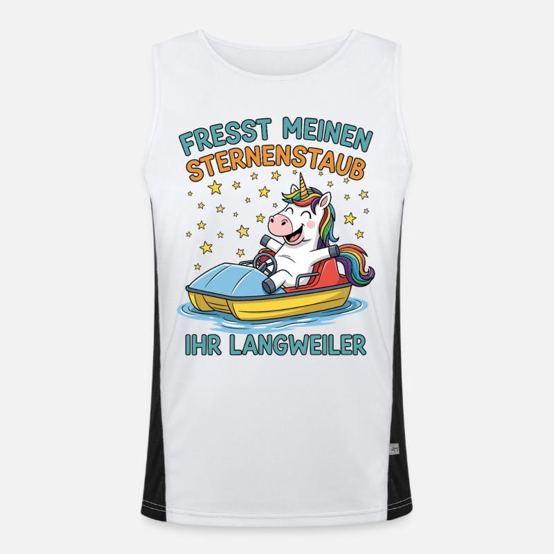 Einhorn Tretbootfahrt Funktionelles Kontrast-Tank Top für Männer 