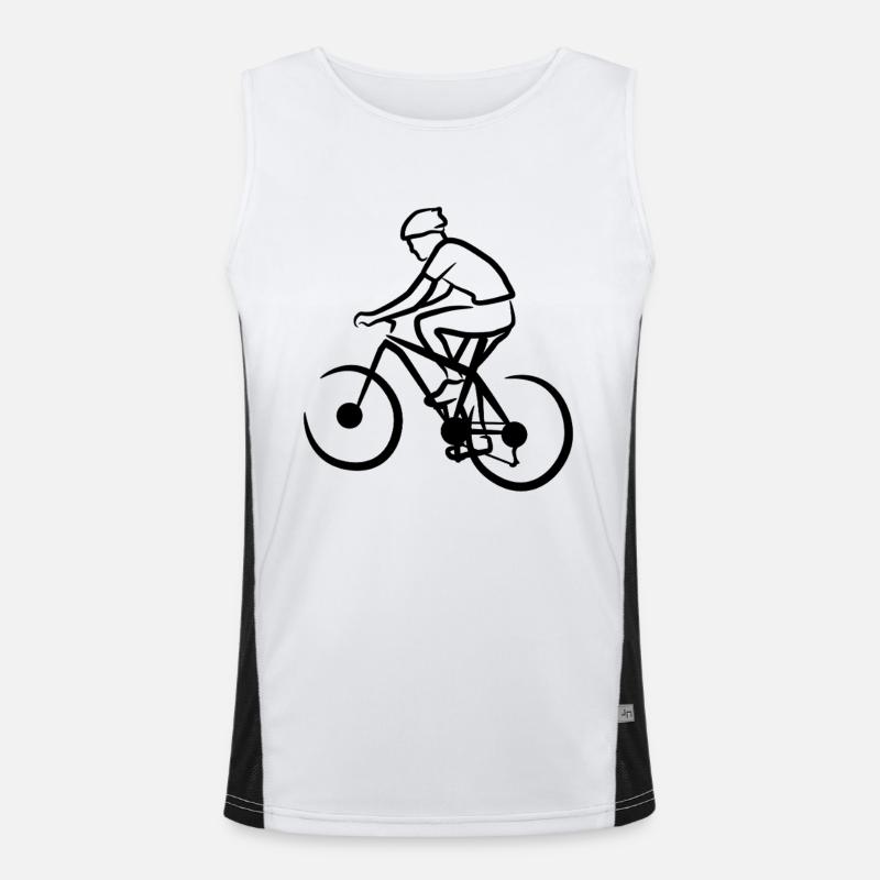 Mountain Biker Drawing Men's Functional Contrast Tank Top 