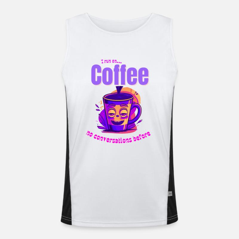 Coffee Mood – No Conversations Before Coffee Funktionelles Kontrast-Tank Top für Männer 