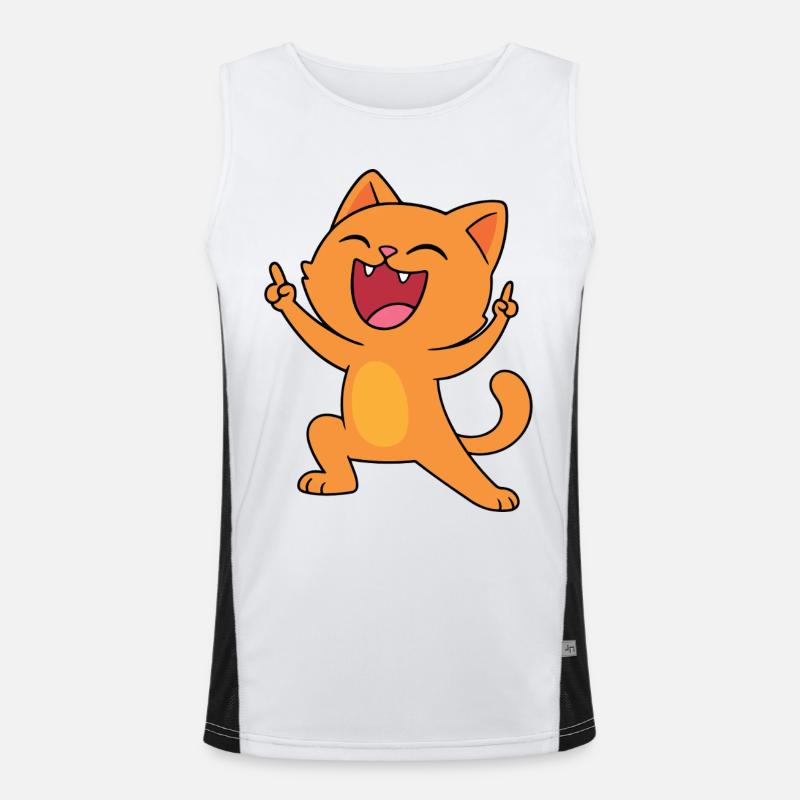 Gute-Laune-Katze Funktionelles Kontrast-Tank Top für Männer 