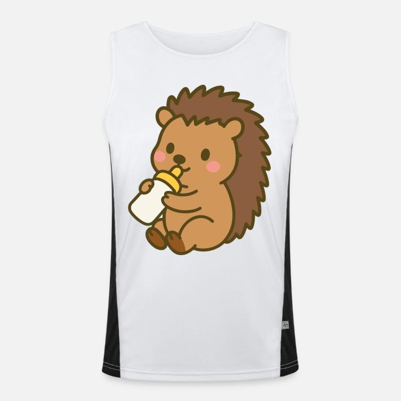 Igelchen mit Milchflasche Funktionelles Kontrast-Tank Top für Männer 