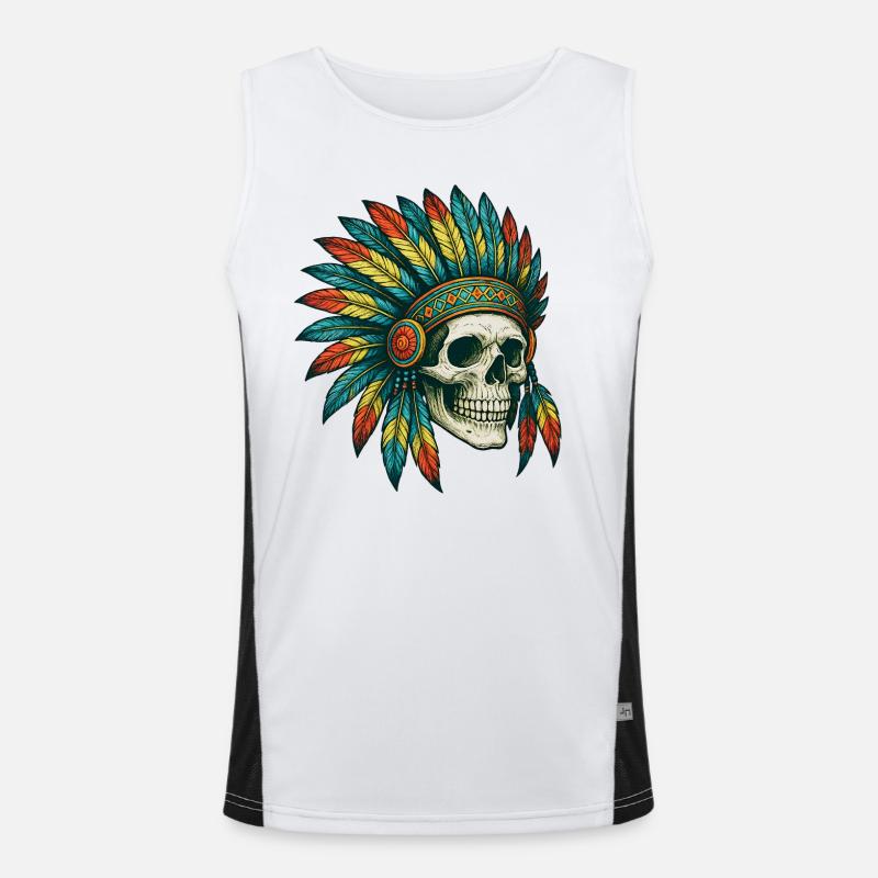 Eingeborener Stamm Schädel Illustration Funktionelles Kontrast-Tank Top für Männer 