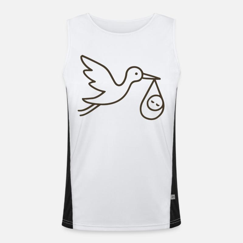 Cigogne avec bébé enfant - Arrivée minimale de bébé Débardeur respirant contrasté Homme 