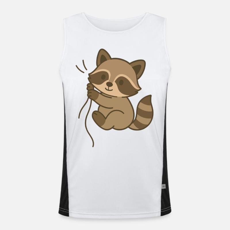 Eingekuschelt Waschbärchen Funktionelles Kontrast-Tank Top für Männer 