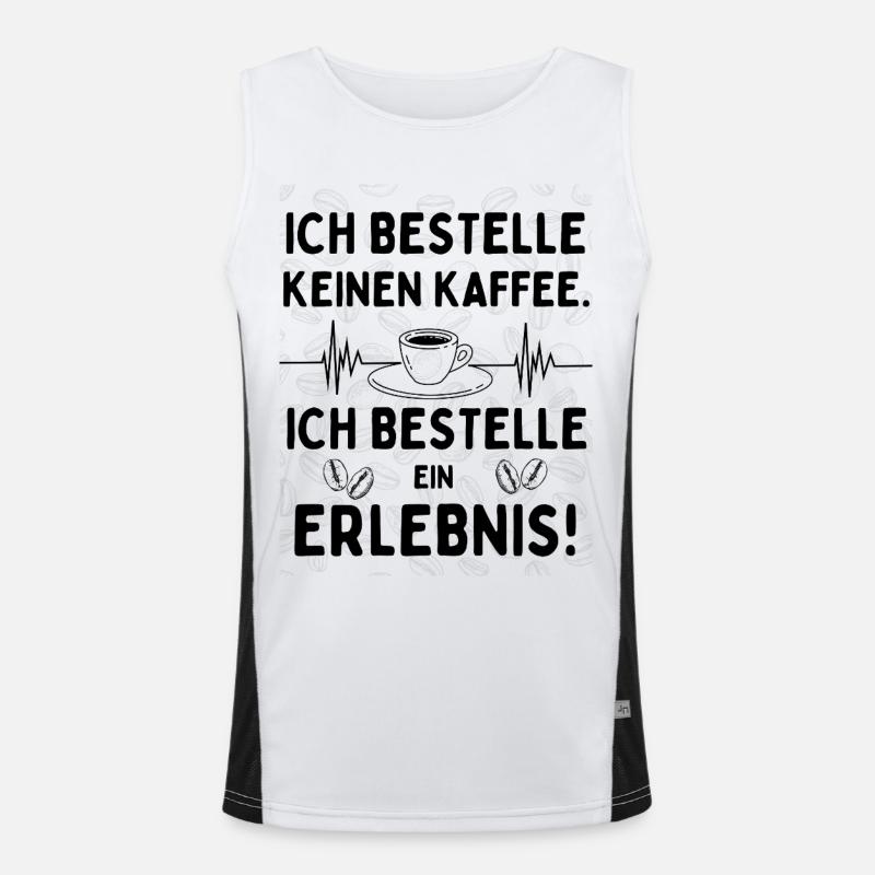 Kaffee ist ein Erlebnis – Kaffeekultur Design Funktionelles Kontrast-Tank Top für Männer 