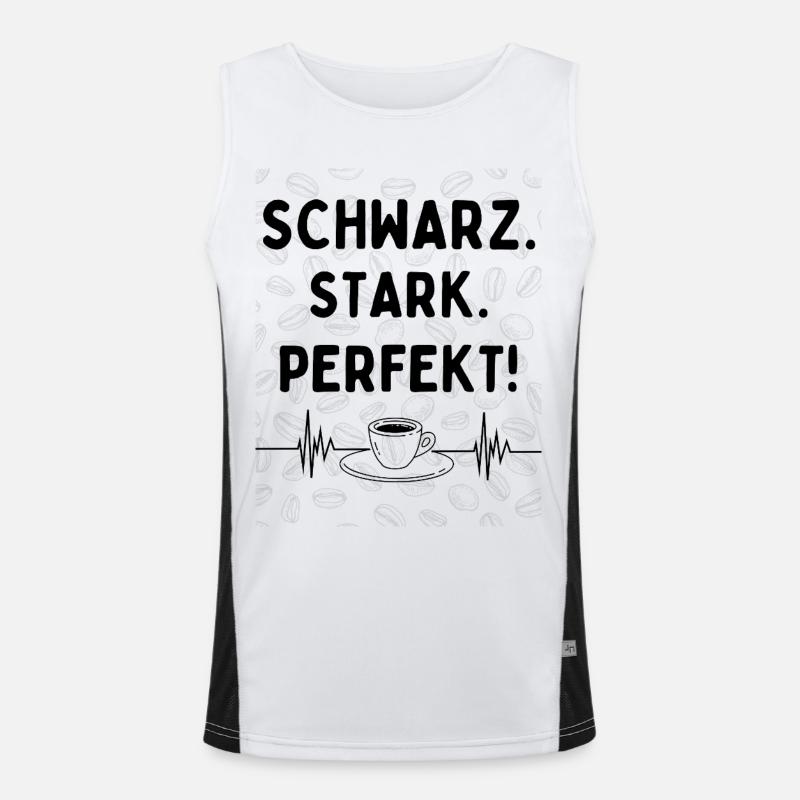 Schwarz. Stark. Perfekt. – Kaffee Statement Funktionelles Kontrast-Tank Top für Männer 