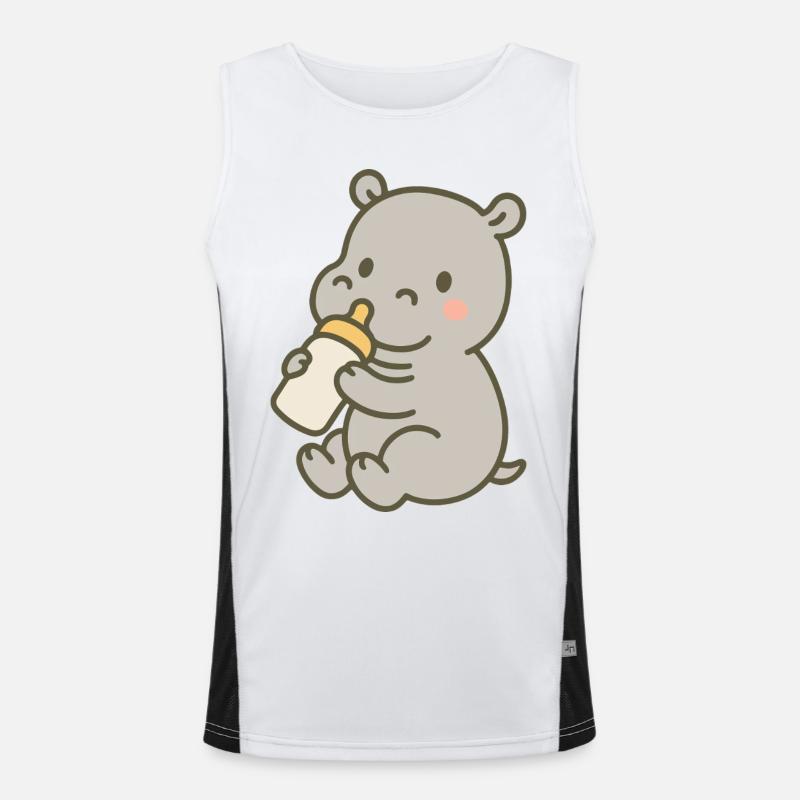 Flusspferdchen mit Fläschchen Funktionelles Kontrast-Tank Top für Männer 