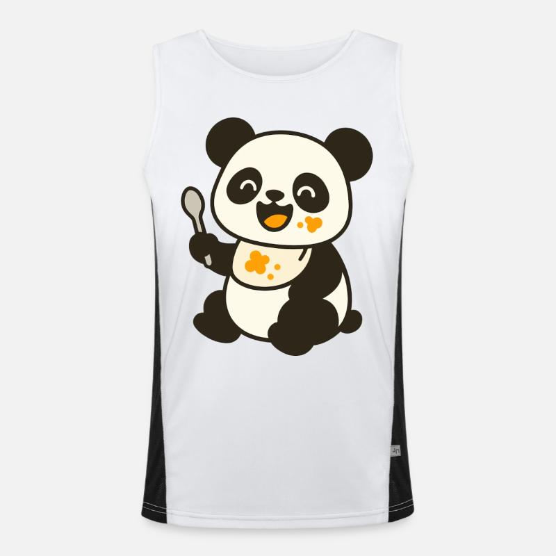 Futtern mit dem Panda-Jungtier – Kunterbunt süß Funktionelles Kontrast-Tank Top für Männer 