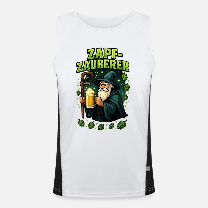 Zapf Zauberer Bier Bierflasche Bierzelt Crew Funktionelles Kontrast-Tank Top für Männer 