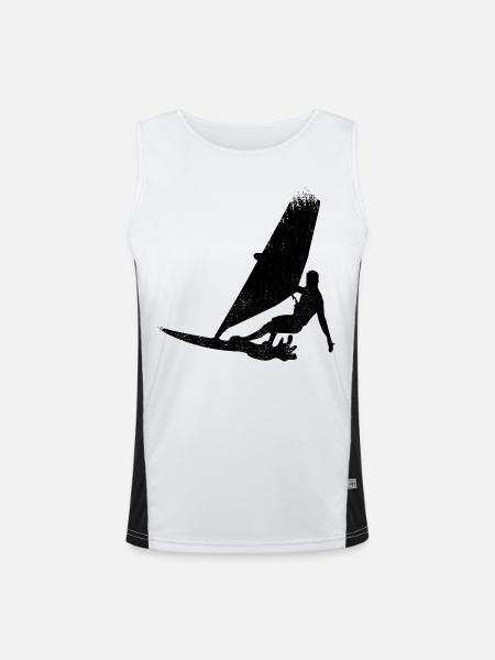 Windsurfer Drawing - Men's Functional Contrast Tank Top - white/black