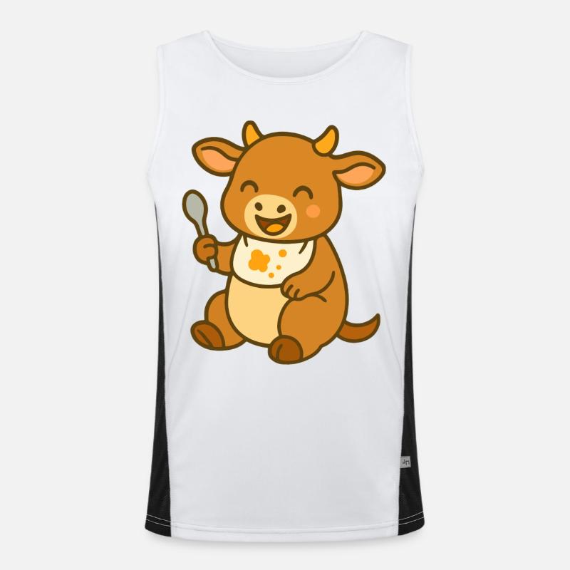 Kälbchen mit Lätzchen und Futterfreude Funktionelles Kontrast-Tank Top für Männer 