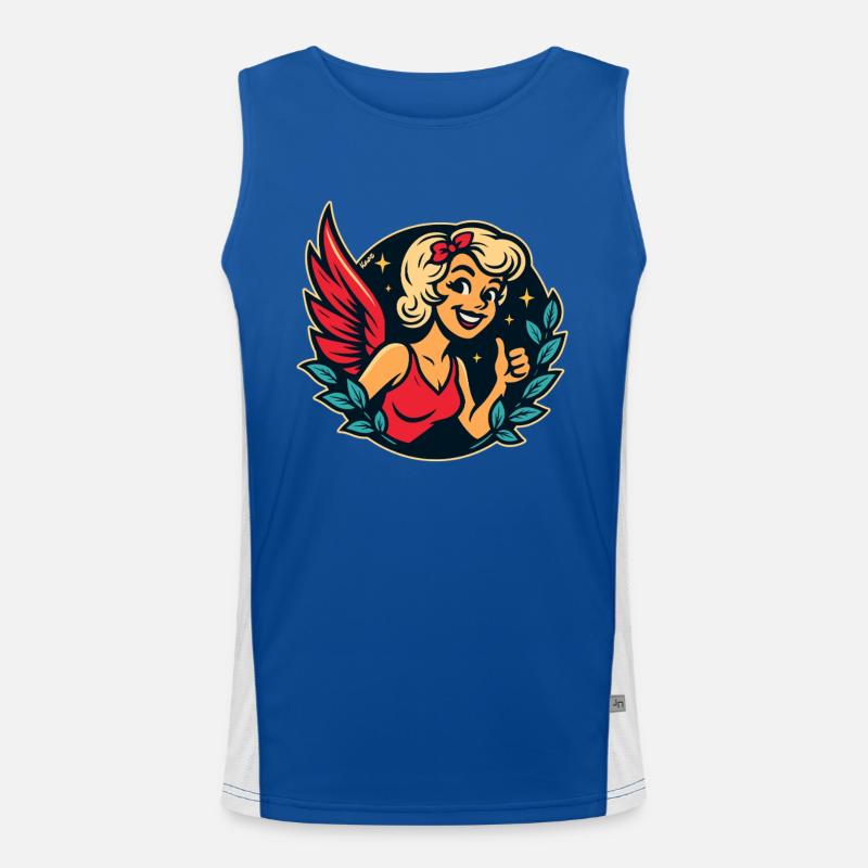 Retro-Engel – Daumen hoch mit Flügeln & Glanz Funktionelles Kontrast-Tank Top für Männer 