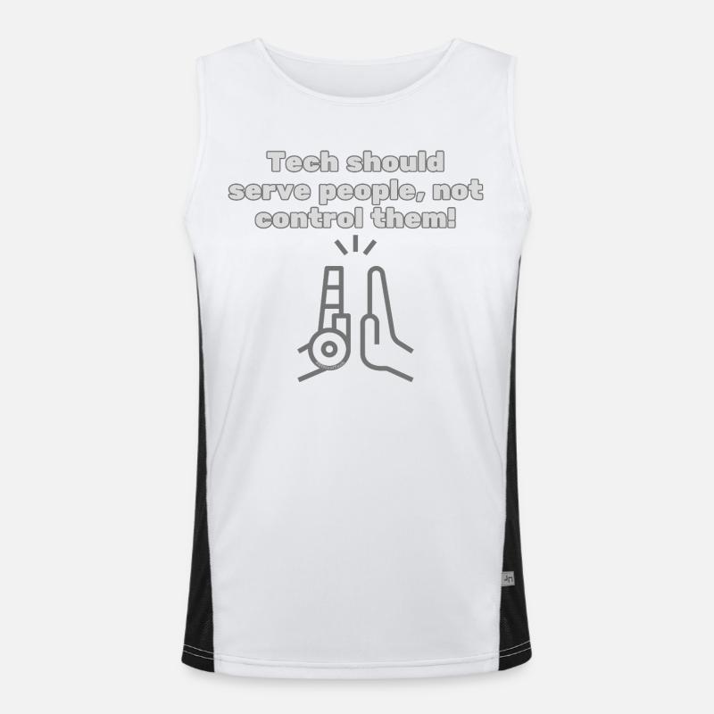 Tech should serve people - #EthicalTech Statement - Men's Functional Contrast Tank Top  - white/black