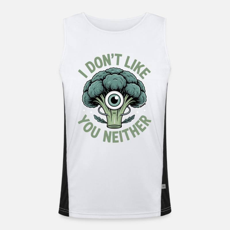 Le brocoli avec un œil et un dicton effronté Débardeur respirant contrasté Homme 