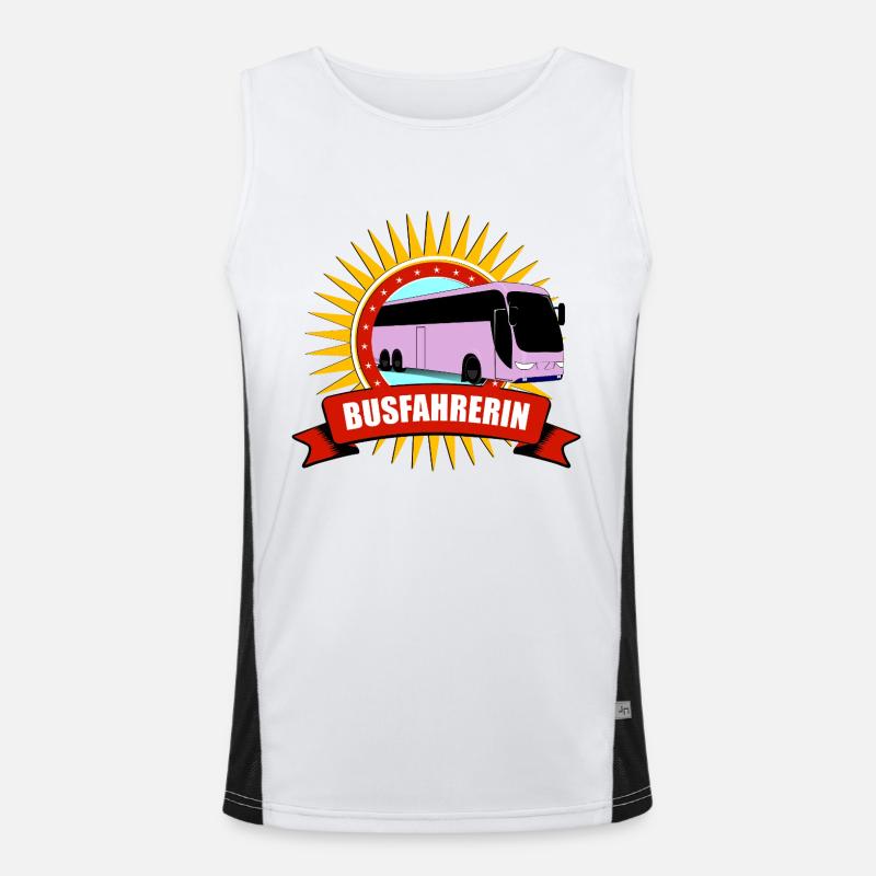 Bus Driver Silhouette Pattern - Men's Functional Contrast Tank Top  - white/black