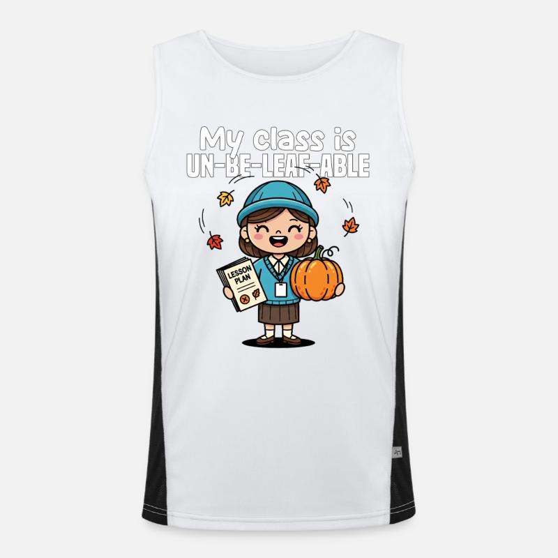 MY CLASS IS UN-BE-LEAF-ABLE - TEACHER GIFT - Men's Functional Contrast Tank Top  - white/black