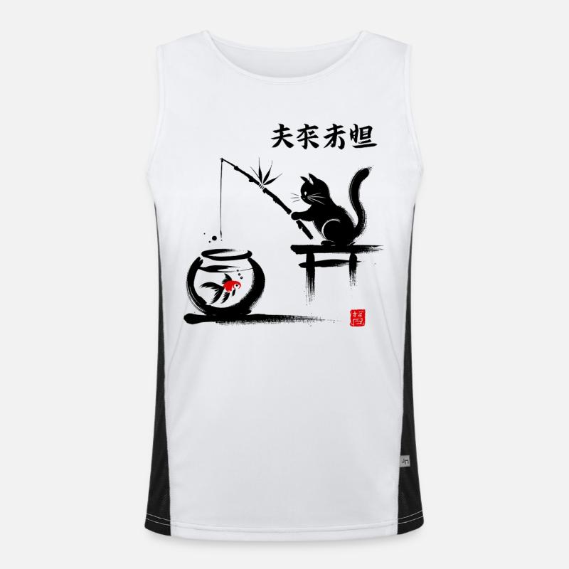 Minimalist Leaf Pattern on Bold Background Men's Functional Contrast Tank Top 