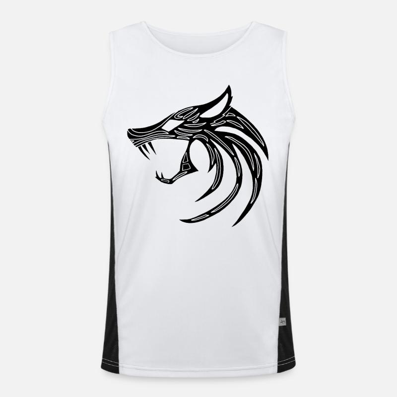 Schwarzer dämonischer Wolf Funktionelles Kontrast-Tank Top für Männer 