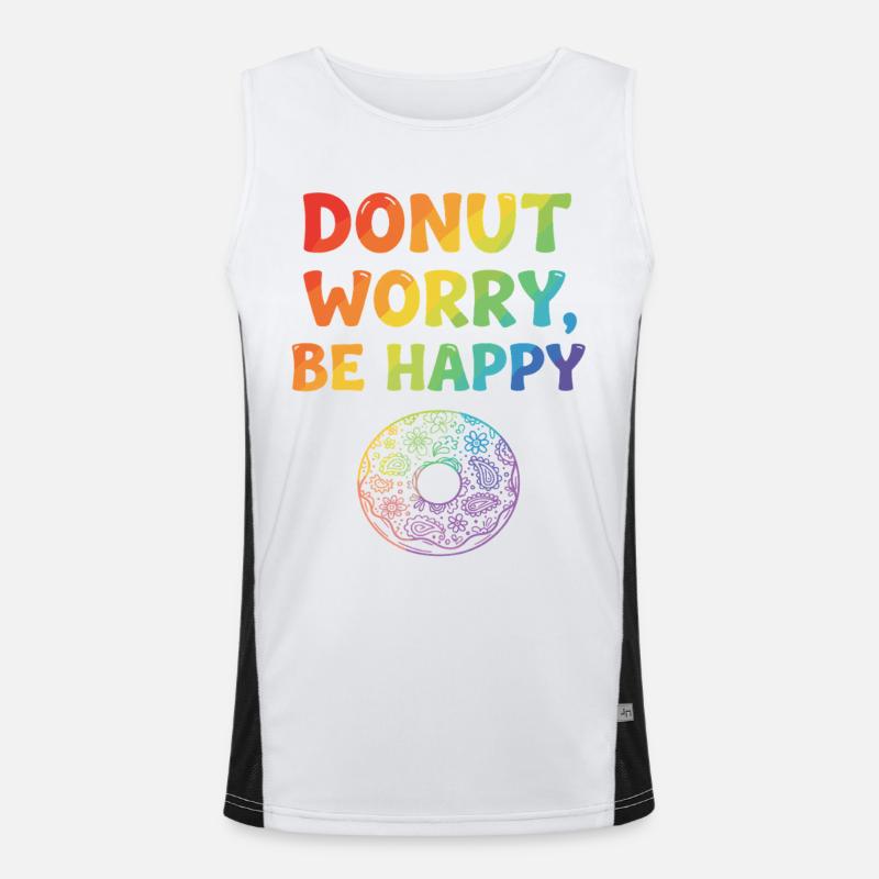 Donut Worry, Be Happy – Colorful Donut Design Funktionelles Kontrast-Tank Top für Männer 