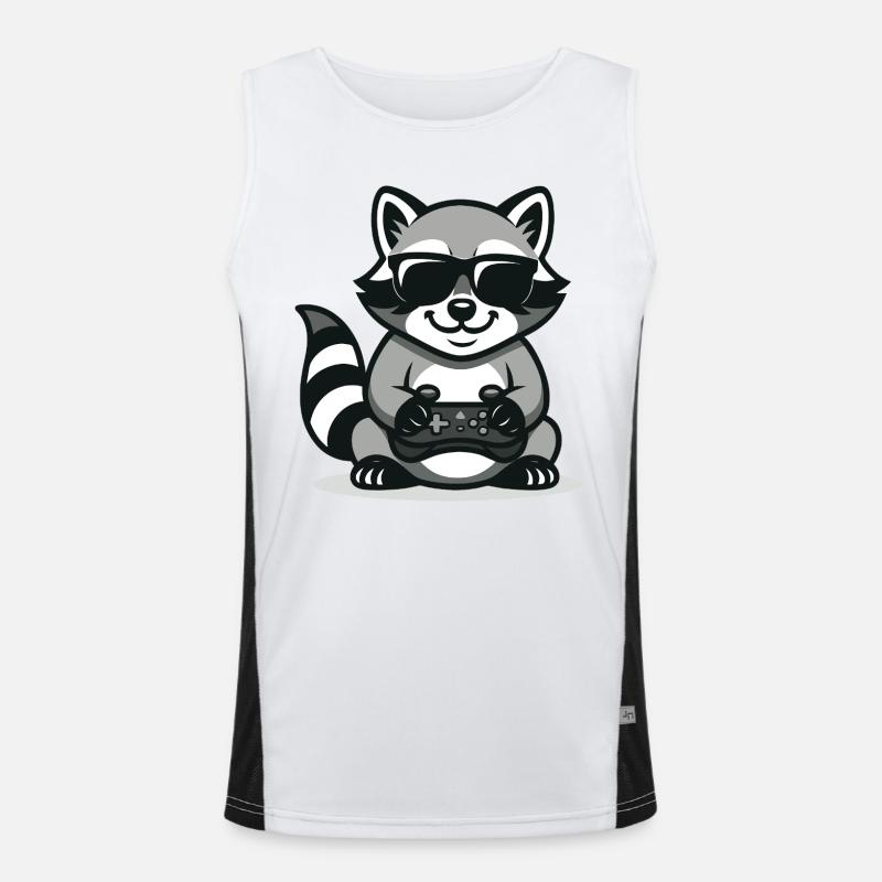 Zocker-Waschbär Funktionelles Kontrast-Tank Top für Männer 