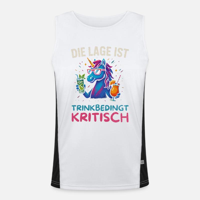 Lustiges Trinker Design Einhorn Funktionelles Kontrast-Tank Top für Männer 