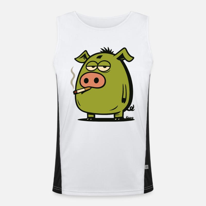Green Comic Pig Men's Functional Contrast Tank Top 