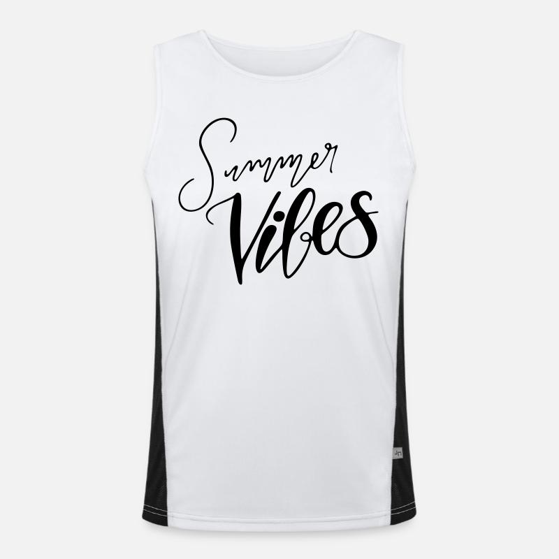 Lettrage à la main « Summer Vibes » Différentes couleurs Débardeur respirant contrasté Homme 