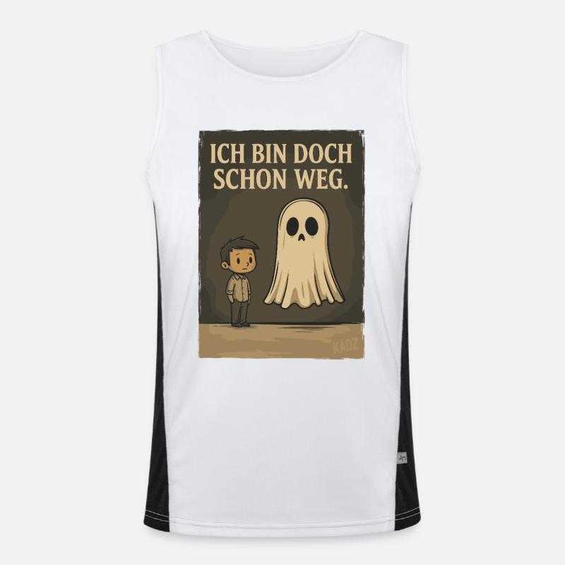 Junge mit Geist und Text „Ich bin doch schon weg“ Funktionelles Kontrast-Tank Top für Männer 