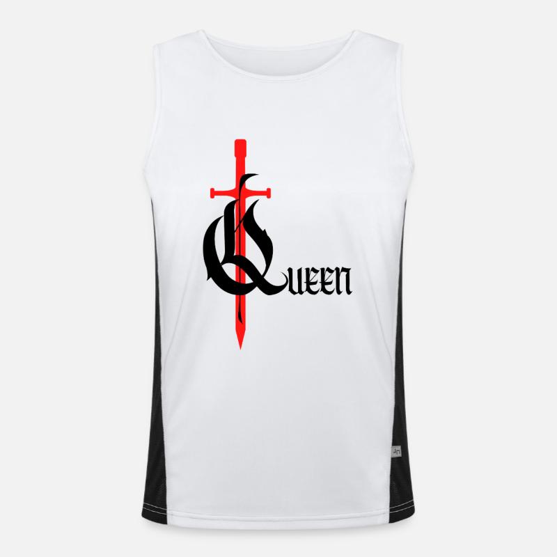 Gothic Queen Design with Sword with black text Men's Functional Contrast Tank Top 