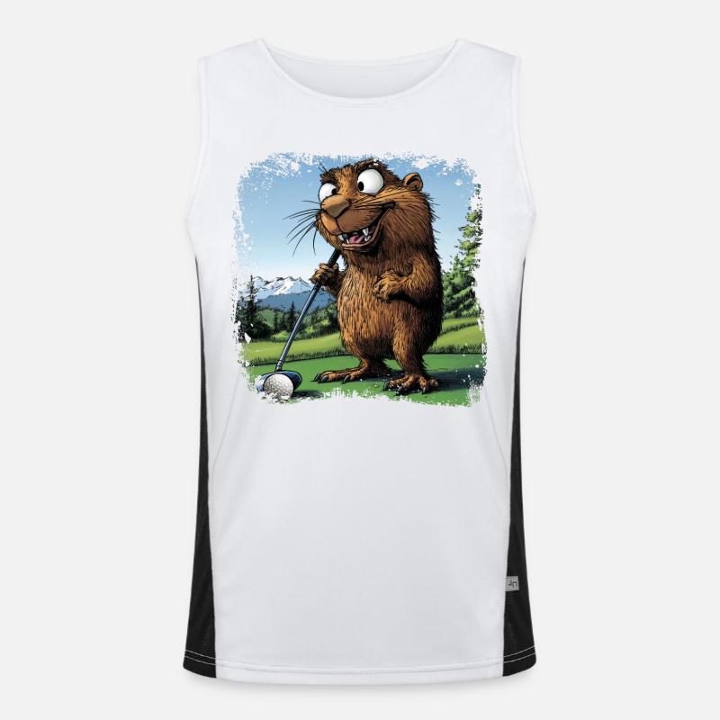 Golfer Groundhog Men's Functional Contrast Tank Top 