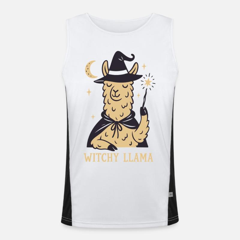 Witch Llama Witchy Halloween Motif Men's Functional Contrast Tank Top 