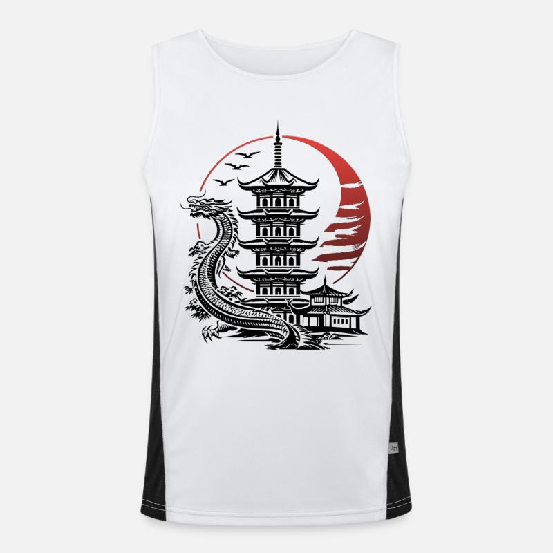 Pagode japan - drache Funktionelles Kontrast-Tank Top für Männer 