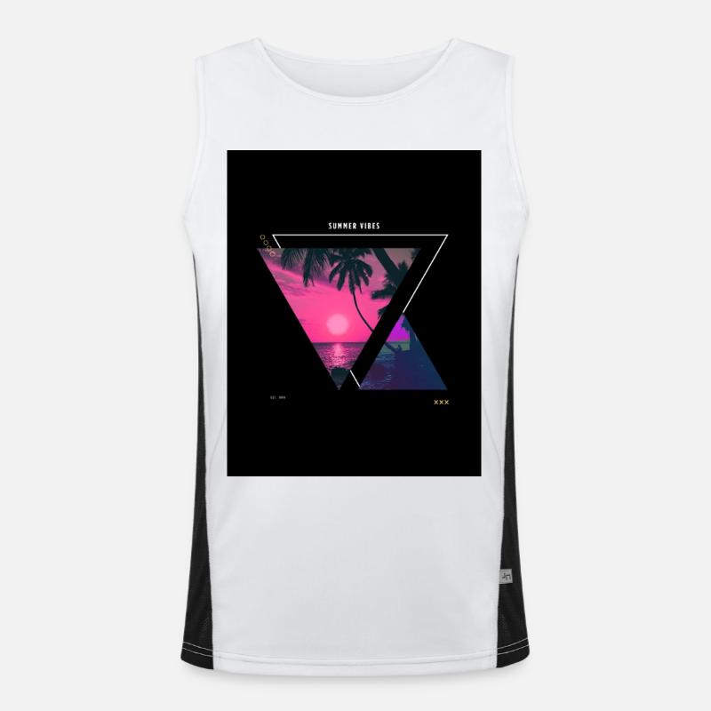 Coucher de soleil tropical Triangle Design Débardeur respirant contrasté Homme 