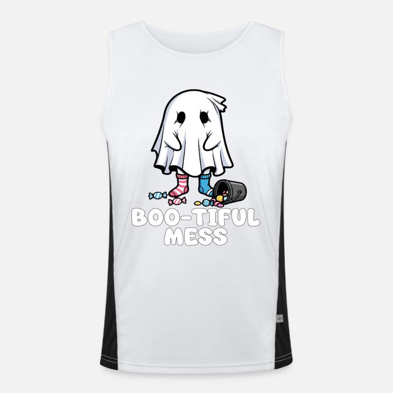 BOO-TIFUL MESS - GHOST HALLOWEEN Men's Functional Contrast Tank Top 