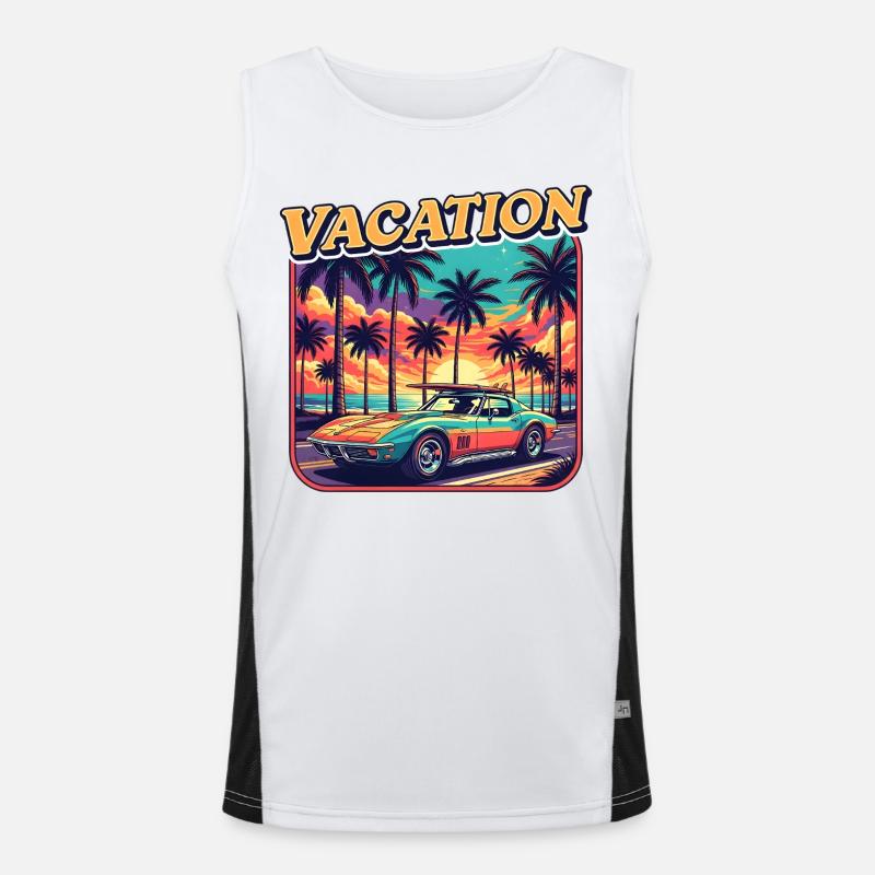 Classic Car at Sunset Men's Functional Contrast Tank Top 