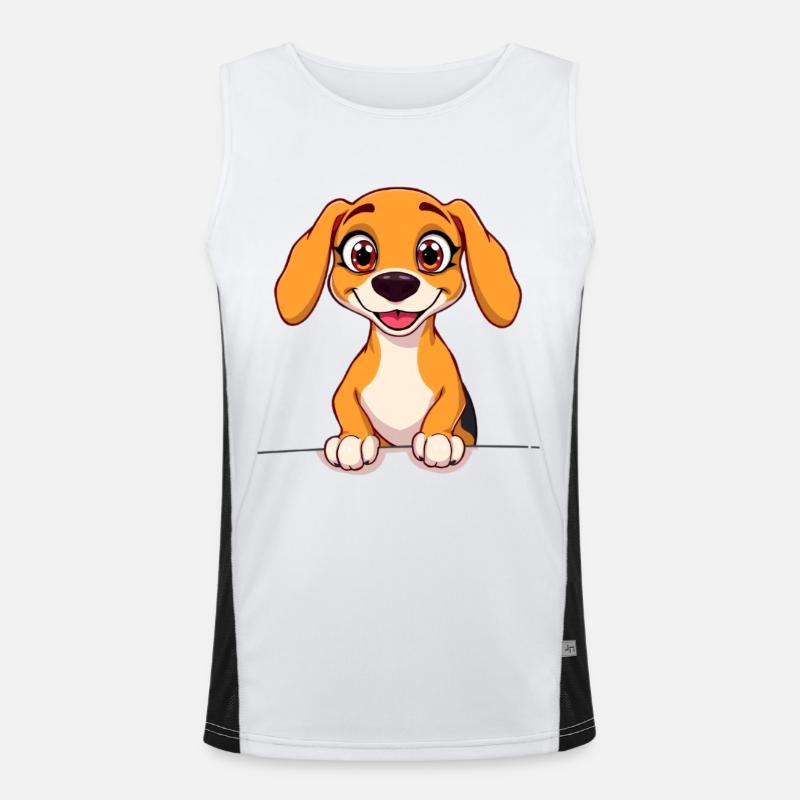 Charm chiot heureux de style dessin animé Débardeur respirant contrasté Homme 