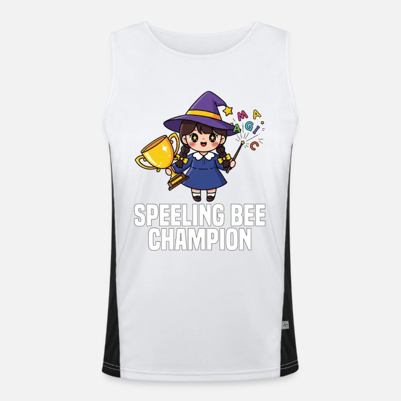 SPEELING BEE CHAMPION - WITCH HALLOWEEN Men's Functional Contrast Tank Top 