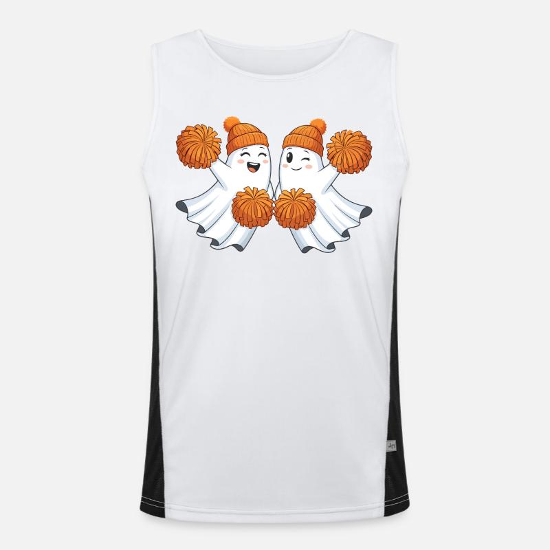 Cute ghosts with pompoms Men's Functional Contrast Tank Top 