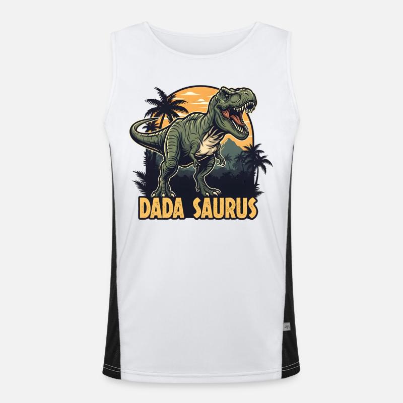 Dada Saurus T-Rex Illustration Funktionelles Kontrast-Tank Top für Männer 