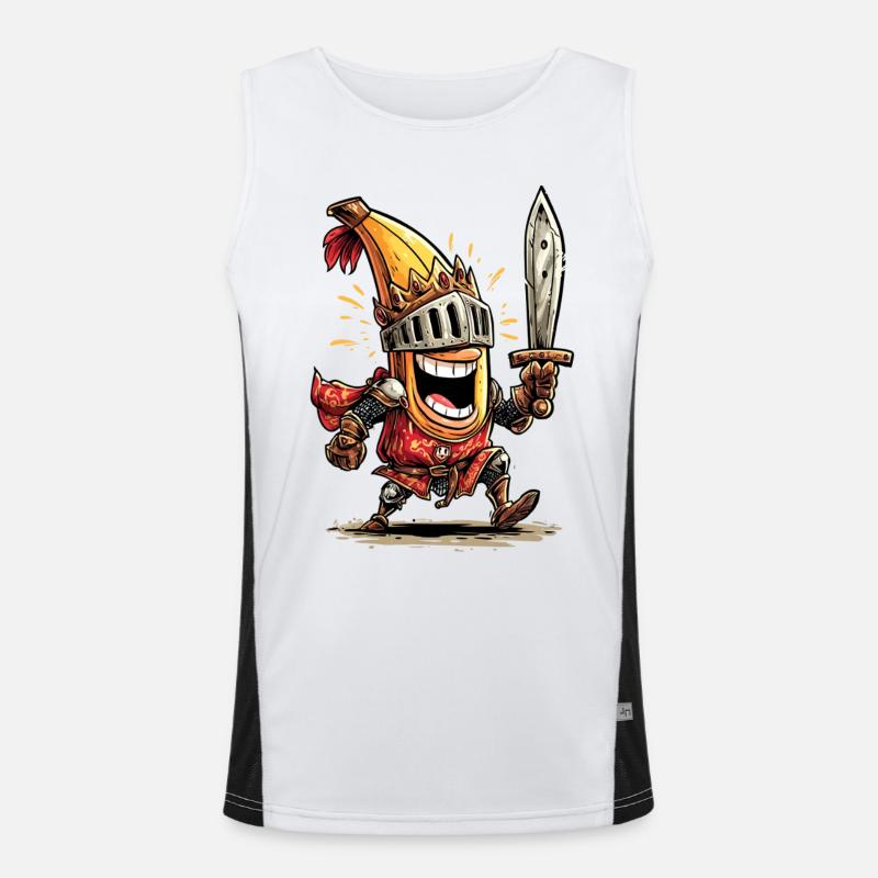 Comic Ritter mit Schwert und Helm Funktionelles Kontrast-Tank Top für Männer 