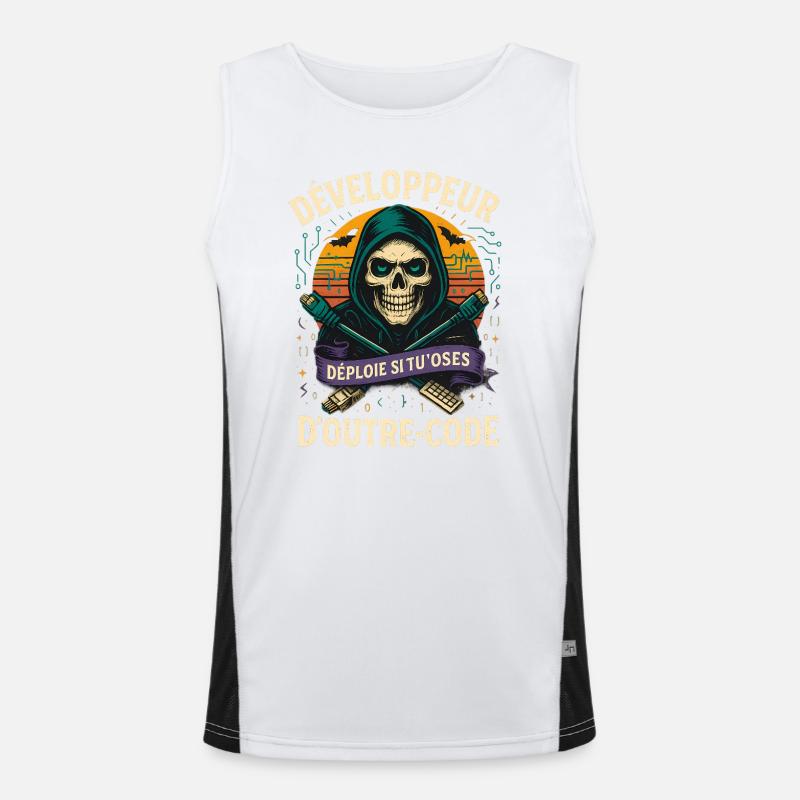 Web Developer - Halloween Skull - Men's Functional Contrast Tank Top  - white/black