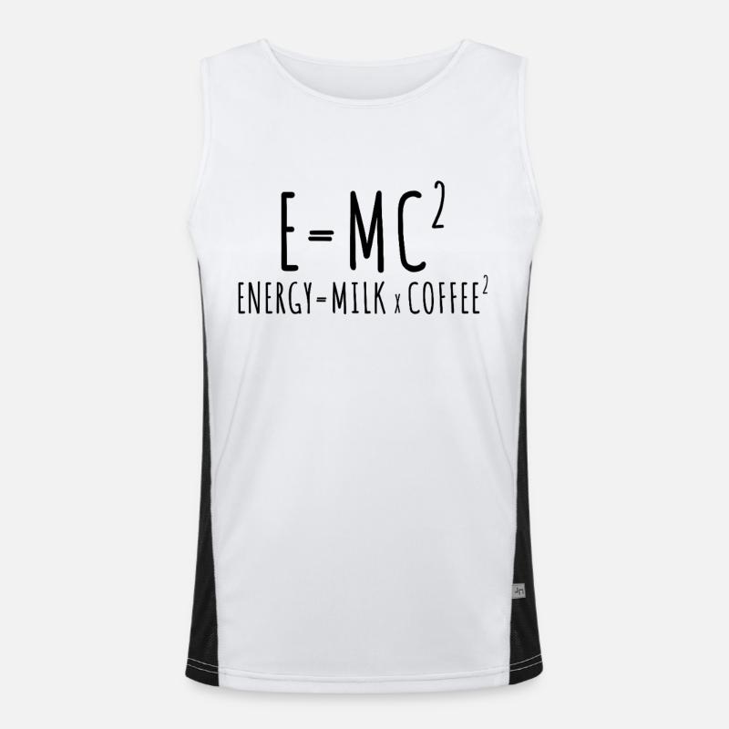 E=MC2 Physik Spruch Koffein Nerd Energie Kaffee Funktionelles Kontrast-Tank Top für Männer 