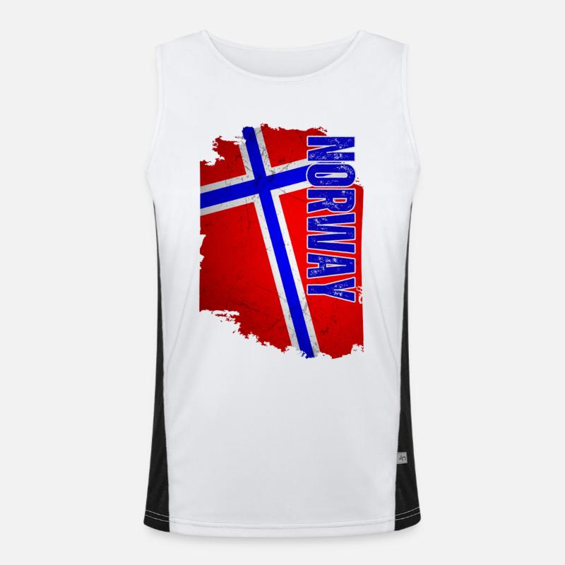 Norway flag, vintage grunge Men's Functional Contrast Tank Top 