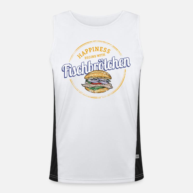 Fischbrötchen mit Matjes oder Bismarckhering Funktionelles Kontrast-Tank Top für Männer 