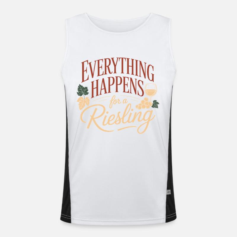 Wein Weintrinker Everything Happens For A Riesling Funktionelles Kontrast-Tank Top für Männer 