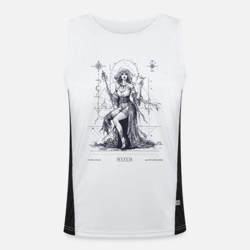 Mystical witch with magic wand Men's Functional Contrast Tank Top 