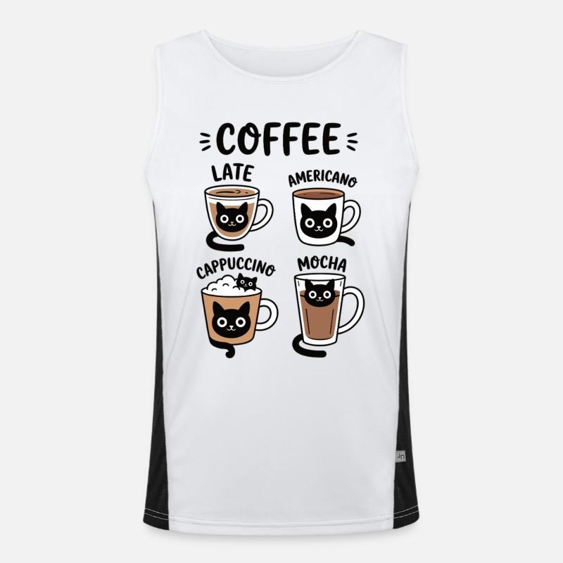 Kaffeetassen mit Katzenmotiven Funktionelles Kontrast-Tank Top für Männer 